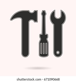 Tool vector icon. Black illustration isolated on white background for graphic and web design.