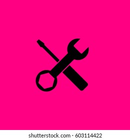 tool vector icon. Black icon on pink background