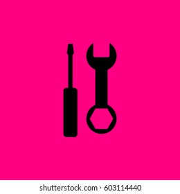 tool vector icon. Black icon on pink background