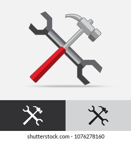 Tool Vector Icon Flat Design, available in color, black and White