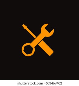 tool vector icon. Orange icon on black background
