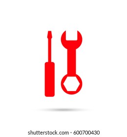 tool vector icon. Red icon and gray shadow