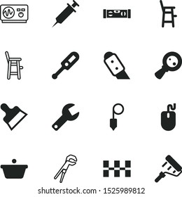 tool vector icon set such as: yellow, metallic, thin, professional, research, inject, bob, scroll, fever, roll, silverware, treatment, oscilloscope, plumb, read, magnifying, decorating, builder