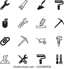 tool vector icon set such as: creative, medical, device, health, turn-screw, tape, mason, dishes for children, plane, garden, brick, sale, cooking, scroll, measure, travel, fork, trolley, ruler