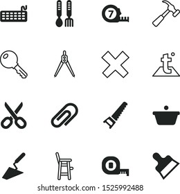 tool vector icon set such as: dining, family, communication, fastener, keypad, hammer, pan, security, password, child, haircut, nutrition, panel, cross, builder, emblem, page, barber, paperclip, menu