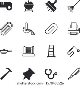tool vector icon set such as: frying, print, scraper, write, whistle, traditional, warning, copy, drawing, production, science, collection, calculator, blue, season, metallurgy, grilled, machine
