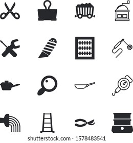 tool vector icon set such as: seek, health, scales, coffee, screwdriver, abacus, electronic, mathematical, long, spanner, job, visor, bead, spark, measurement, salon, professional, diet, razor