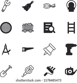 tool vector icon set such as: bailer, elements, container, holding, drafting, illustrations, painter, roller, blueprint, technical, school, colander, portable, drill, pencil, gardener, trim, folding
