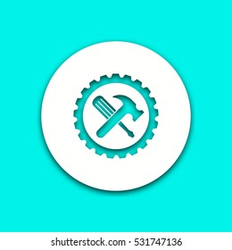 Tool vector icon with shadow. Round button for website and mobile app illustration. Background easily be changed to any color.