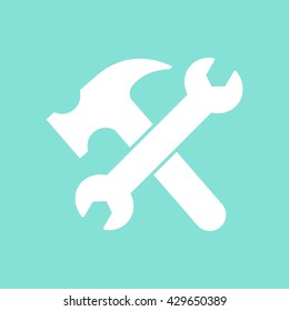 Tool     vector icon. White  Illustration isolated on green  background for graphic and web design.