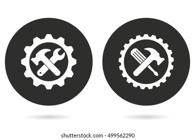 Tool vector icon. White illustration isolated on black background for graphic and web design.