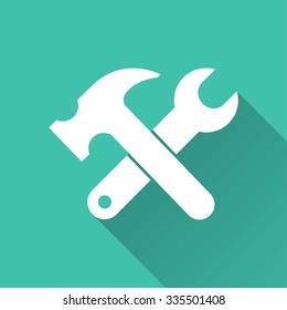 Tool   - vector icon in white on a green background.