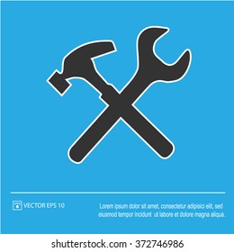 Tool vector icon. Wrench and hammer symbol. Vector illustration EPS 10.