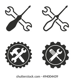 Tool vector icons set. Black illustration isolated on white background for graphic and web design.
