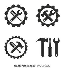 Tool vector icons set. Black illustration isolated for graphic and web design.