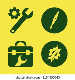 tool vector icons set. with wrench gear, toolbox and fountain pen in set