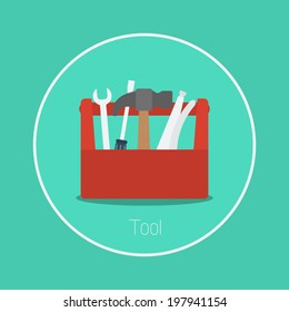 Tool : Vector Toolbox Icon Flat Design