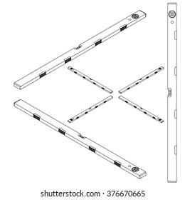 tool water level set line drawing isometric set