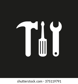 Tool   - white icon on a black background. Vector illustration.