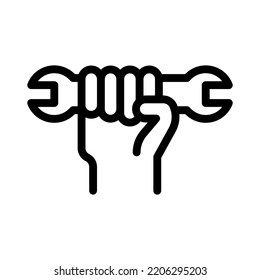 tool wrench line icon illustration vector graphic 