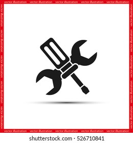 tool, wrench and screwdriver icon vector eps10