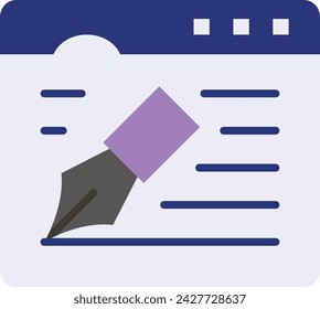 toolbar button for writing text vector icon design, Webdesign and Development symbol, user interface or graphic sign, website engineering illustration, Draw on Page using pen concept