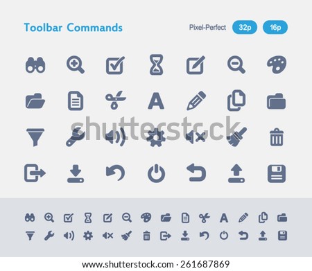 Toolbar Commands Icons. Antz Icon Series. Simple glyph style icons designed on a 32x32px grid and redesigned on a 16x16px grid.