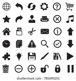 Toolbar Icons. Black Flat Design. Vector Illustration. 