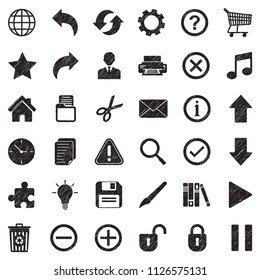 Toolbar Icons. Black Scribble Design. Vector Illustration.