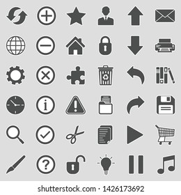 Toolbar Icons. Sticker Design. Vector Illustration.