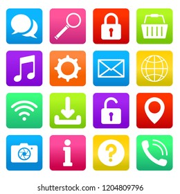 Toolbar web Icons. White Flat Design In Square. Vector Illustration