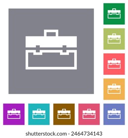 Toolbox alternate flat icons on simple color square backgrounds