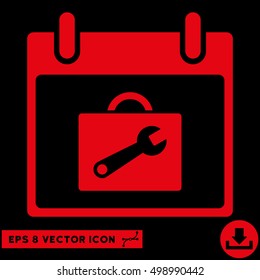 Toolbox Calendar Day icon. Vector EPS illustration style is flat iconic symbol, red color.