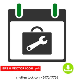 Toolbox Calendar Day icon. Vector EPS illustration style is flat iconic bicolor symbol, green and gray colors.