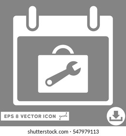 Toolbox Calendar Day icon. Vector EPS illustration style is flat iconic symbol, white color.