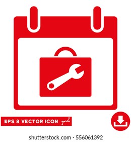 Toolbox Calendar Day icon. Vector EPS illustration style is flat iconic symbol, red color.