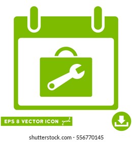Toolbox Calendar Day icon. Vector EPS illustration style is flat iconic symbol, eco green color.