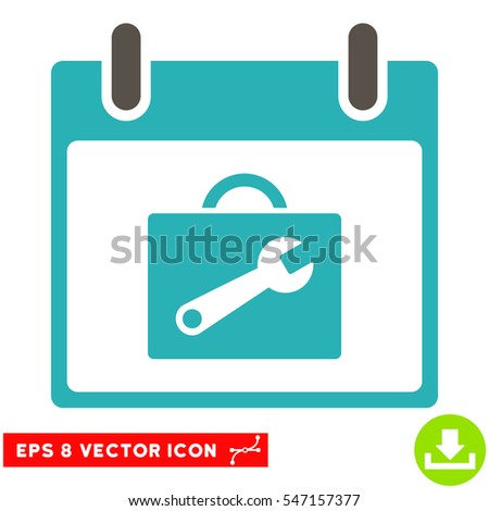 Toolbox Calendar Day icon. Vector EPS illustration style is flat iconic bicolor symbol, grey and cyan colors.