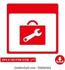 Toolbox Calendar Page icon. Vector EPS illustration style is flat iconic symbol, red color.