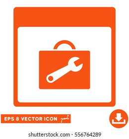 Toolbox Calendar Page icon. Vector EPS illustration style is flat iconic symbol, orange color.