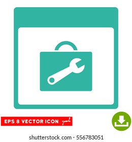 Toolbox Calendar Page icon. Vector EPS illustration style is flat iconic symbol, cyan color.