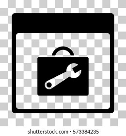 Toolbox Calendar Page icon. Vector illustration style is flat iconic symbol, black color, transparent background. Designed for web and software interfaces.