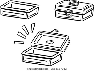 Toolbox case line art illustration set