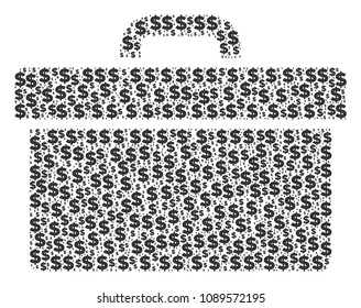 Toolbox collage of dollars and circle dots. Vector banking icons are united into toolbox collage.