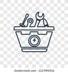 Toolbox concept vector linear icon isolated on transparent background, Toolbox concept transparency concept in outline style