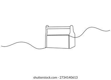 Ilustração contínua do desenho da arte de uma linha da caixa de ferramentas isolada no branco