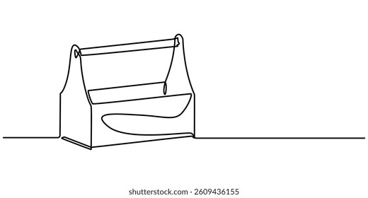 toolbox continuous one line drawing, Control Toolbox Continuous Line Editable Icon, Black and white repair tool picture for coloring cartoons for kids. This is a vector illustration for preschool pro.