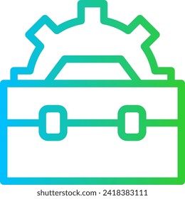 Toolbox engineering icon with blue and green gradient outline style. toolbox, repair, construction, hammer, equipment, box, tool. Vector Illustration