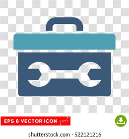 Toolbox EPS vector icon. Illustration style is flat iconic bicolor cyan and blue symbol on white background.
