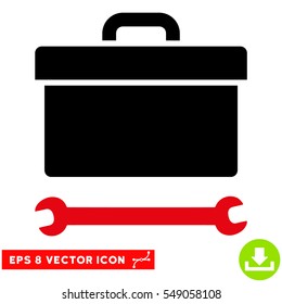 Toolbox EPS vector icon. Illustration style is flat iconic bicolor intensive red and black symbol on white background.